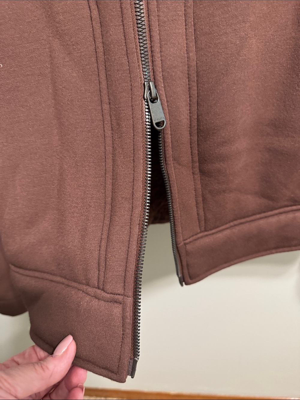 Athleta Chocolate Brown Zip-Up Jacket with Sherpa Collar - Picture 7 of 9